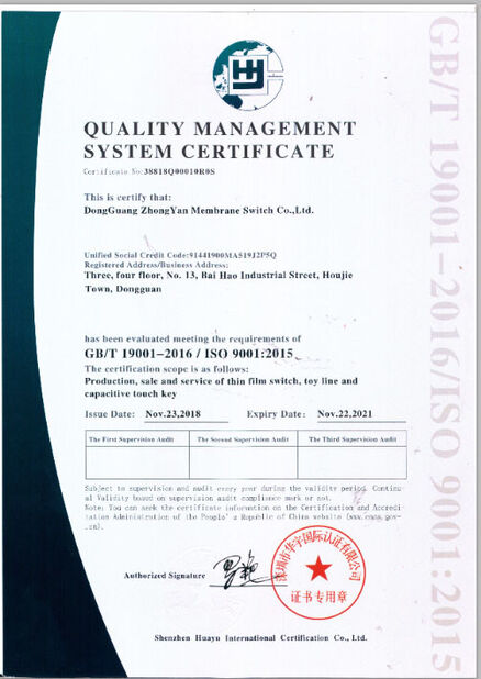 China Dongguan Jinyuanhang Electronic Technology Co., Ltd certificaten